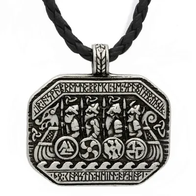 Mens Vintage Norse Viking Boat Rune Pirate Pendant Necklace Men Jewelry • $14.08