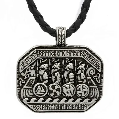 Men's Vintage Norse Viking Boat Rune Pirate Pendant Necklace Women's Jewelry • $11.39