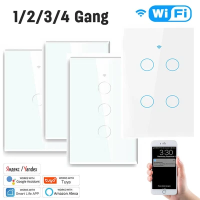 $29.99 • Buy 1/2/3/4 Wall Gang Smart Light Switch WiFi RF Touch Panel For Alexa Google APP