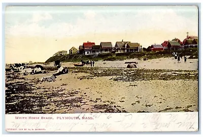 1907 White Horse Beach Plymouth Massachusetts Asburbank Vintage Antique Postcard • $14.98
