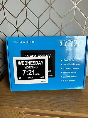 YCOO Dementia Clock 8 Inches. Large Clear Calendar Day Date Digital Clock • £30