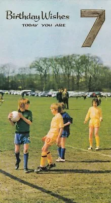 7th Happy Birthday Vintage Boys Greeting Card 7 Years Old School Football • £2.29