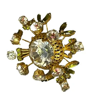 Vintage Vendome Brooch Crystal Rhinestone Sputnik Flower Pin • $49.99