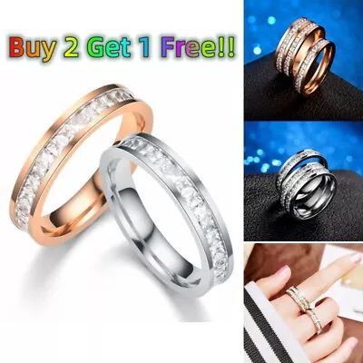 $9.99 • Buy New Fashion Thermogenic Moissanite Spinner Ring Vikanda Stainless Steel Rings
