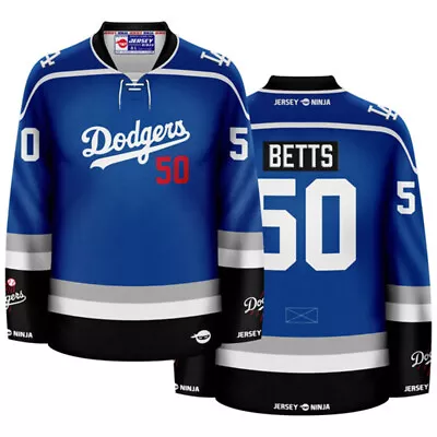 Los Angeles Dodgers Blue Mookie Betts Crossover Hockey Jersey • $134.95