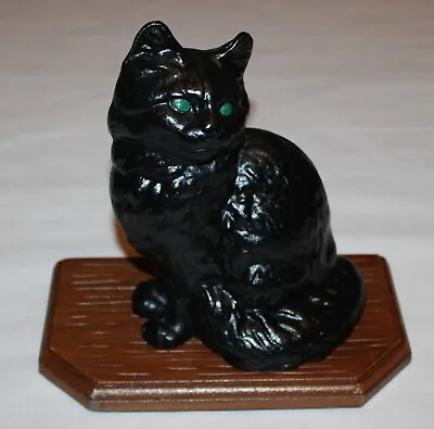 Vintage Black Cat Green Eyes Lamp Base Cast Aluminum 9  X 9  X 5-1/2  Nice • $73.70