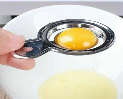 Egg Yolk White Separator With Handle Stainless Steel Baking Cooking Egg Divider • £1.92