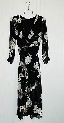 Superfoxx Black White Floral Sheer Chiffon Dress L • $18