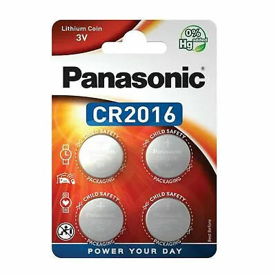 4 X Panasonic CR2016 Lithium Coin Cell 3V Battery Car Key Fobs Remote Batteries • £3.49