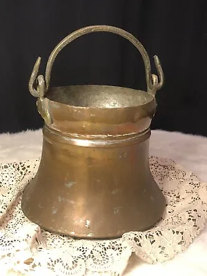 Antique Vintage Primitive Country Copper Pail Pot Bucket With Forged Handle • $159