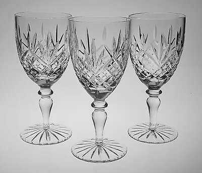 QUALITY LARGE TRIO EDINBURGH CRYSTAL 6 1/2  BALMORAL WINE GOBLET GLASS - Scarce • £65