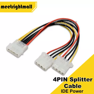 4 Pin IDE Molex Power To 2 Molex Splitter Y Power Extension Cable • $4.70