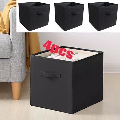 Set Of 4 DIY Storage Cube Boxes Drawer For Toy/Book/Clothes Organiser Foldable • £12.91