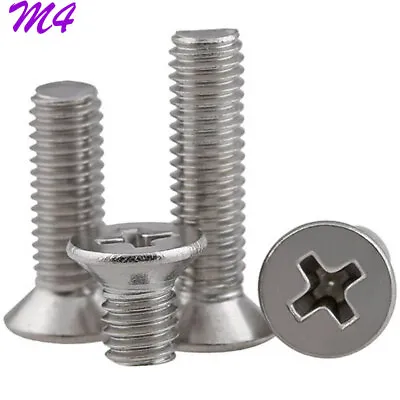 M4 - 0.7 A2 Stainless Steel Phillips Flat Head Countersunk Machine Screws Bolts • £6.85