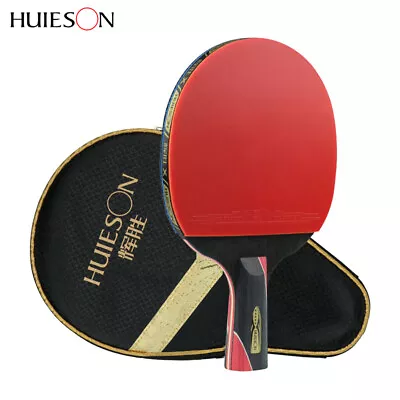 Huieson 5 Star Carbon Fiber Table Tennis Racket Double Pimples Ping Pong Paddle • $25.10