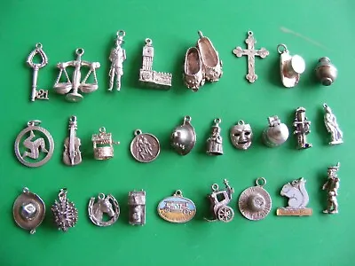 Zl) Vintage Sterling Silver Charms Charm Pixie Car Hansom Cab Violin Scales Mask • £9.99