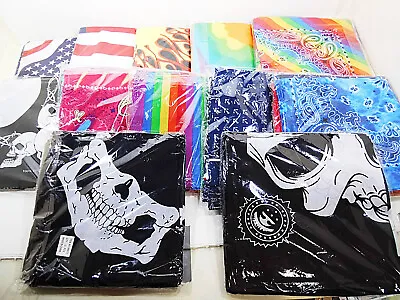 Bandanas Cotton Paisley Head Bandana Flag Skull Pride Flame Tie Dye Nautical Pc • $5.99