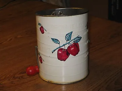 1950's BROMWELLS RED APPLES VINTAGE KITCHENWARE METAL HAND CRANK FLOUR SIFTER • $34.50