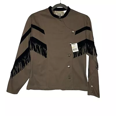 Vintage 80s Wrangler Silver Lake Western Top W/Fringe Rodeo Shirt Womens L NEW!  • $68.51
