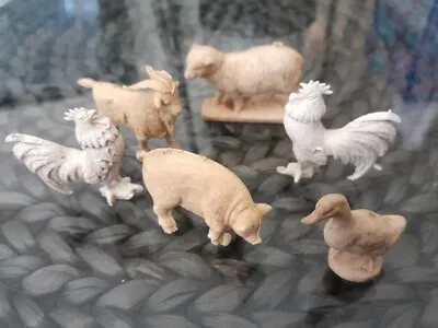 Marx Farm Play Set Animals Billy  Goat  Pig 🐓 Rooster 6 PC LOT  • $14.95