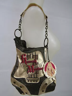 Disney HANNAH MONTANA Guitar Shaped Purse Bag Black Gold Glitter Miley Cyrus VTG • $15