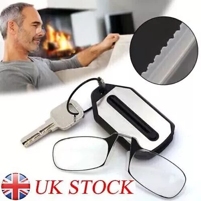 Mini Nose Clip On Portable Reading Glasses Rimless Wallet Key Chain Magnifying • £6.29