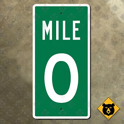 United States Mile Marker 0 Route Number Highway Road Sign 24x12 • $118.15