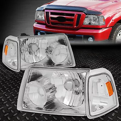 For 01-11 Ford Ranger Chrome Housing Amber Corner Headlight Replacement Headlamp • $63.88