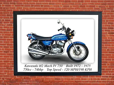 Kawasaki H2 Mach IV 750 A3 Size Print Poster On Photographic Paper 17 X 12 Inch • £9.99