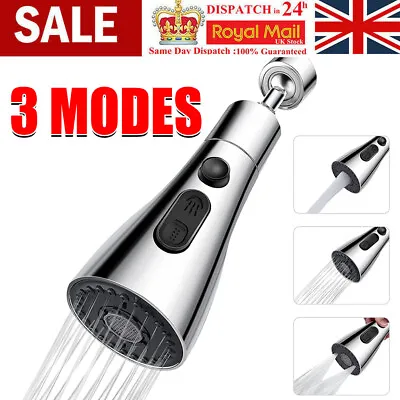 Kitchen Tap Spray Head Faucet Sprayer Attachment 3 Functions Spray Head 360° UK • £8.99