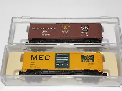 ATLAS N MAINE CENTRAL And PENNSYLVANIA RR 40' BOX CARS 34471 33213  BOTH NIB • $9