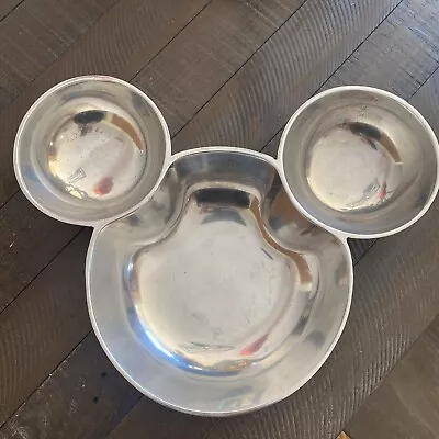 Vintage Walt Disney Mickey Mouse Ears Aluminum Chips & Dip Bowl (A4) • $26