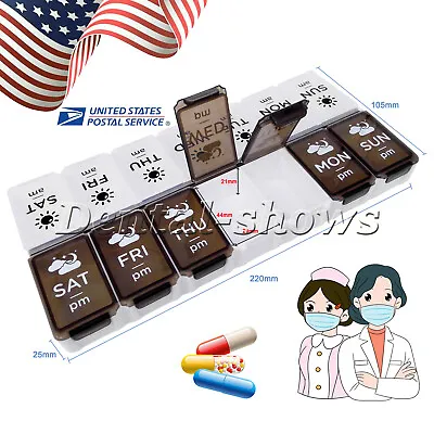 Weekly Pill Box Organizer Twice A Day 7 Day AMPM Organizer Case Medicine Storage • $5.95