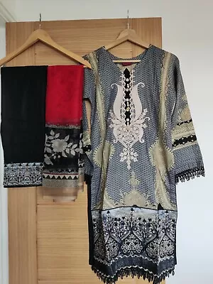 Designer Maria B Lawn Stitched Summer 3pcs Trouser Suit Small & Medium • £18