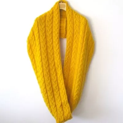 NEW HANDMADE MUSTARD CHUNKY WOOL INFINITY SCARF Sz-12x71 • $12.99