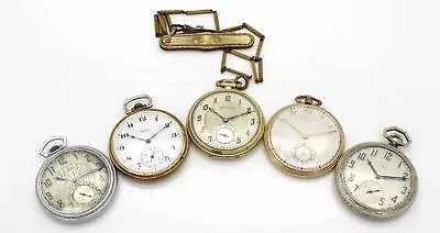 Vintage Manual 6s -12s 7j -15j Elgin & HallMark Pocket Watches Lot Of 5 #WB671-2 • $0.99