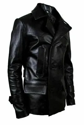 New German Classic Ww2 Men's Military Officer Uniform Leather Jacket Coat • $194.65