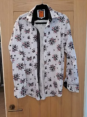 Makrom London Shirt Slim Fit Floral Size Large Silky Satin Feel • £12