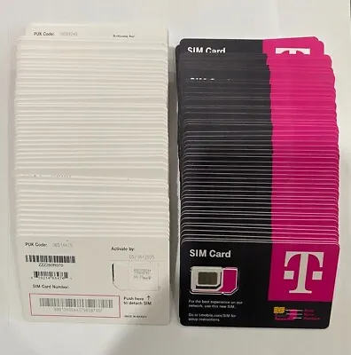 LOT Of 100 Newest T-Mobile Sim Card Unactivated. TMOBILE 4G LTE 3 IN1 Sim • $999