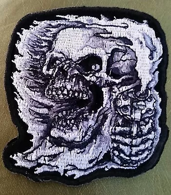  SKULL  Motorcycle PATCH EMBROIDERED HONDA SUZUKI BIKER BSA DUCATI INDIAN !!! • $3.99