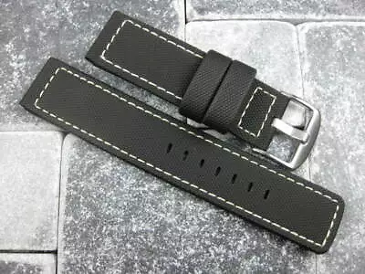 New 24mm PVC Rubber Band Black Diver Watch Strap For BREITLING Maratac White • $33.67