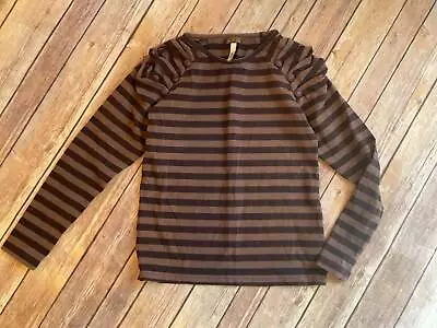 Matilda Jane Size 10 You & Me Holt Tee Gray/black Stripes 1/2 B15 • $19.99