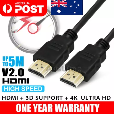 $6.95 • Buy 1-5M Premium HDMI Cable V2.0 Ultra HD 4K 2160p 1080p 3D High Speed Ethernet HEC