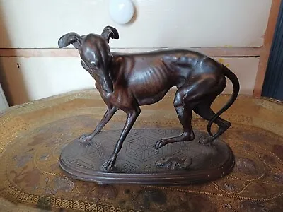 £175 • Buy Antique Metal Sculpture / Figurine Of A Greyhound Dog Treading On A Lizard