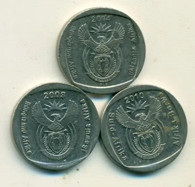 3 DIFFERENT 2 RAND COINS From SOUTH AFRICA (2003 2010 & 2014) • $2.50