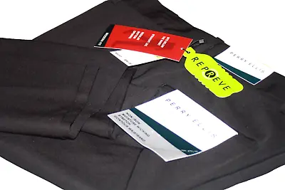 PERRY ELLIS Mens MODERN FIT Dress Pants BLACK FLAT FRONT STRETCH 38 30 NWT $95 • $19.99