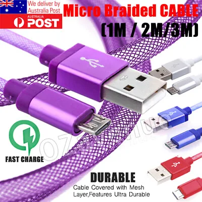 FAST CHARGING Android Charger Micro USB Cable Premium Braided Samsung Galaxy 6 7 • $6.59