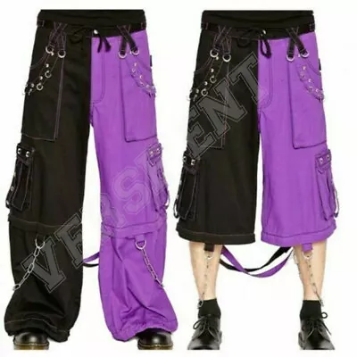 Men Gothic Trouser Punk Rock Transformer Split Leg Trip Purple Black Gothic Pant • $63.13