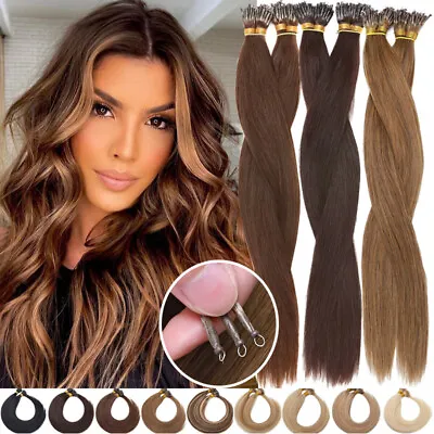 Thick Russian Nano Ring Loop Human Remy Hair Tip Micro Bead Hair Extensions 1g/s • £146.30