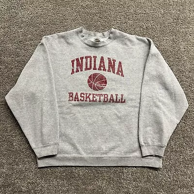 Vintage 90s Indiana Hoosiers Basketball Spellout Crewneck Grey FOTL X-Large XL • $19.99